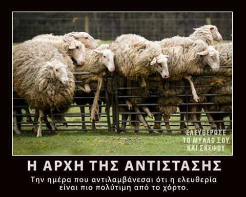 Πρόβατα της εργατιάς θα σας σφάξει το ΔΝΤ η Ευρωένωση και το ευρώ, αντισταθείτε, σπάστε όλα τα εμπόδια